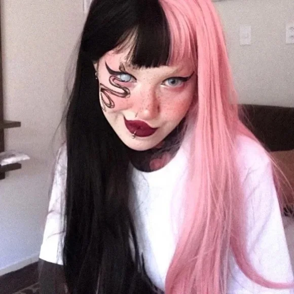 Fashiondeityshair | Hair | 22 Pink Black Split Dye Full Cap  display picture 2